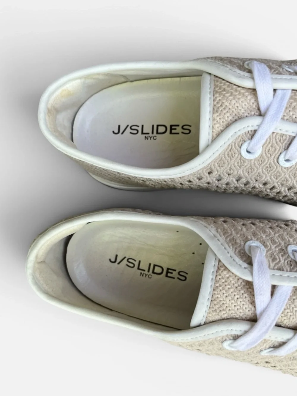 J/Slides NYC Natasha Platform Sneaker in Nude Crochet Size 10